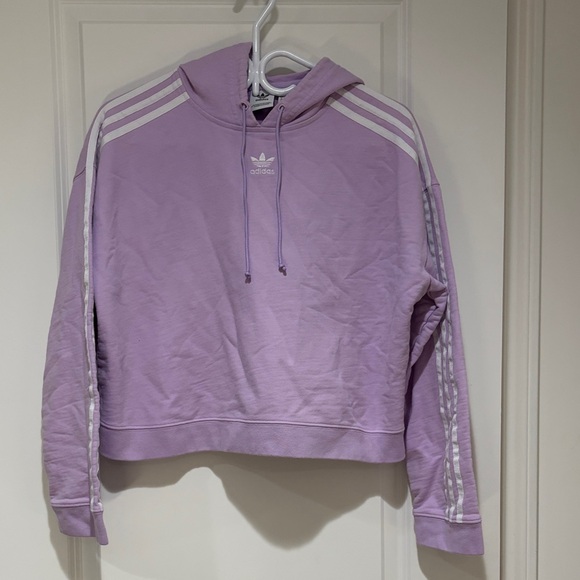 adidas Sweaters - Adidas Lilac Hoodie with White Accents - small stain